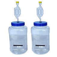 5 Litre Wide Neck Plastic Demijohns With LCD Temp Strips & Airlocks - Pack of 2